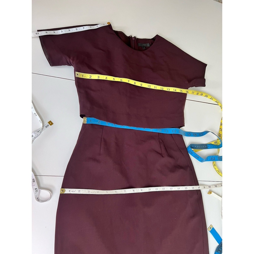 J CREW Aubergine Stretch Refined Wool Overlay Sheath Dress sz US Size 0 - Picture 10 of 15